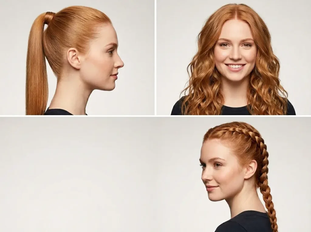 Hairstyles that complement light auburn hair color.