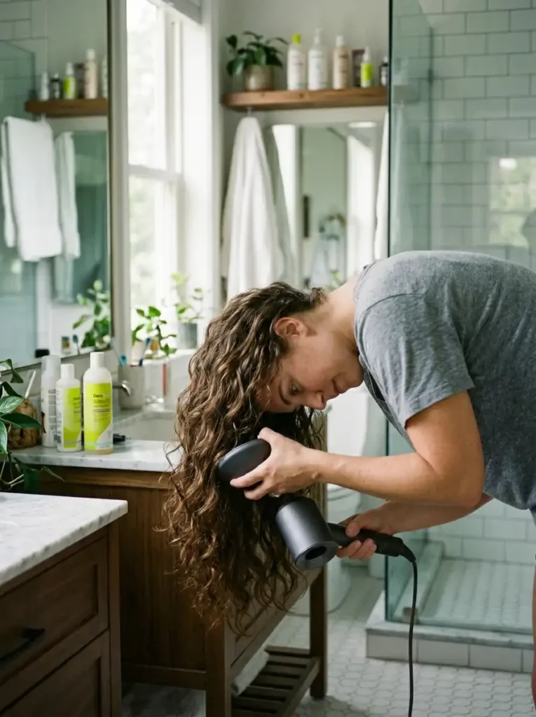 Diffusing wavy hair for extra volume , Best hairstyle for 2B hair