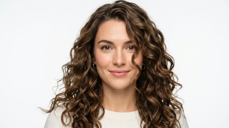 Natural type 2c hair texture with defined S-shaped waves from roots to ends