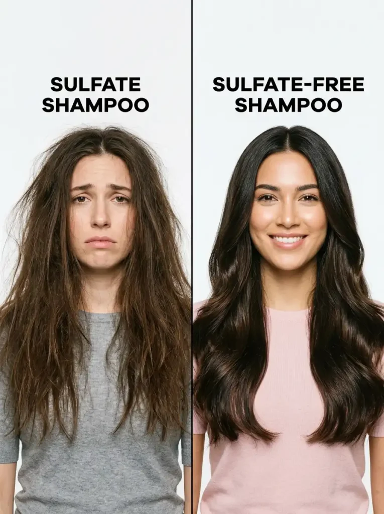 sulfate free shampoo vs regular shampoo hair results comparison
