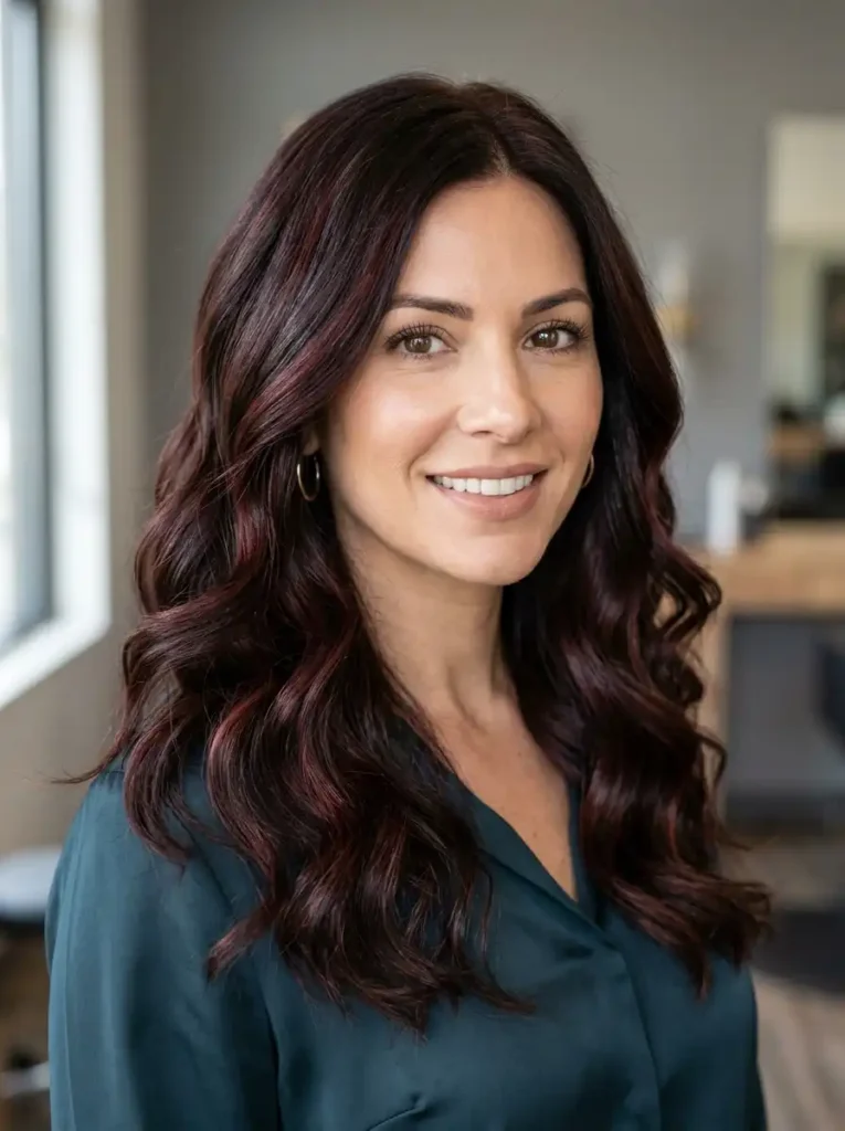 dark red highlights on brown hair