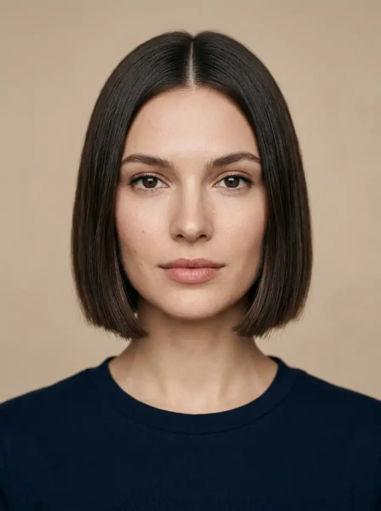 Short bob haircuts for women with blunt chin length shape