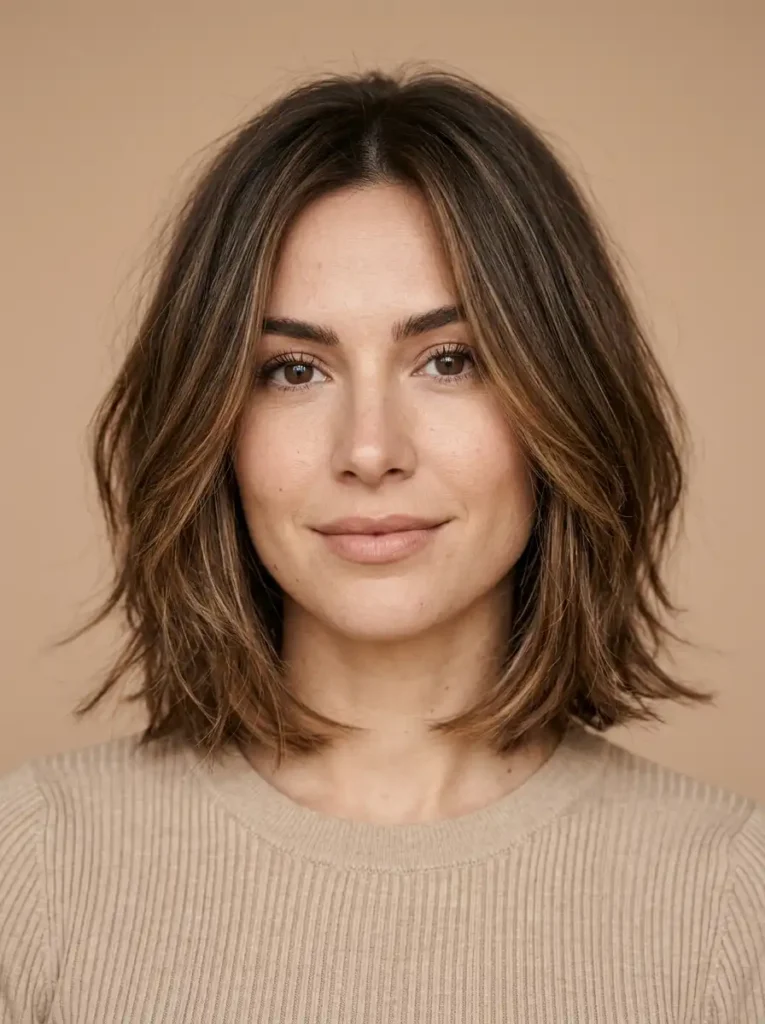 Images of layered bobs with soft face framing
