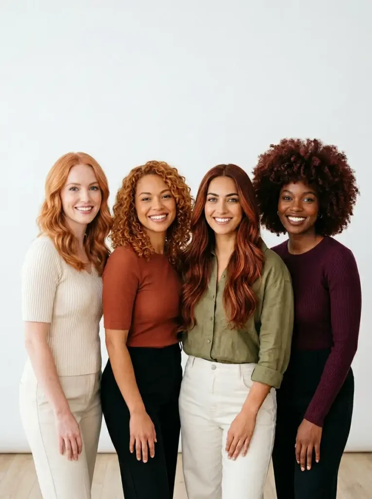 Woman applying color-safe hair mask to maintain vibrant auburn hair