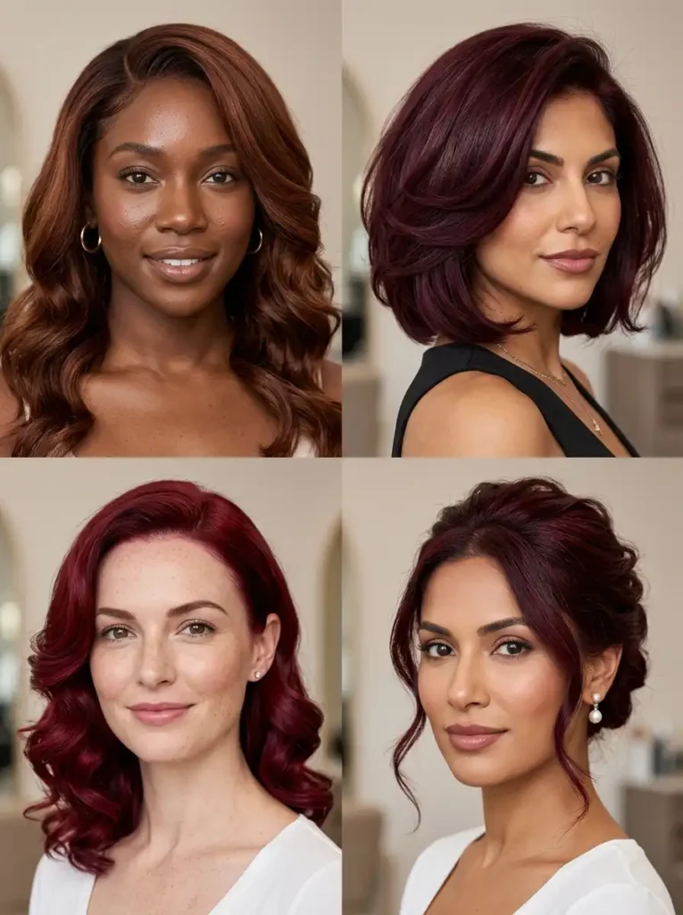 best dark red hair shades for different skin tones