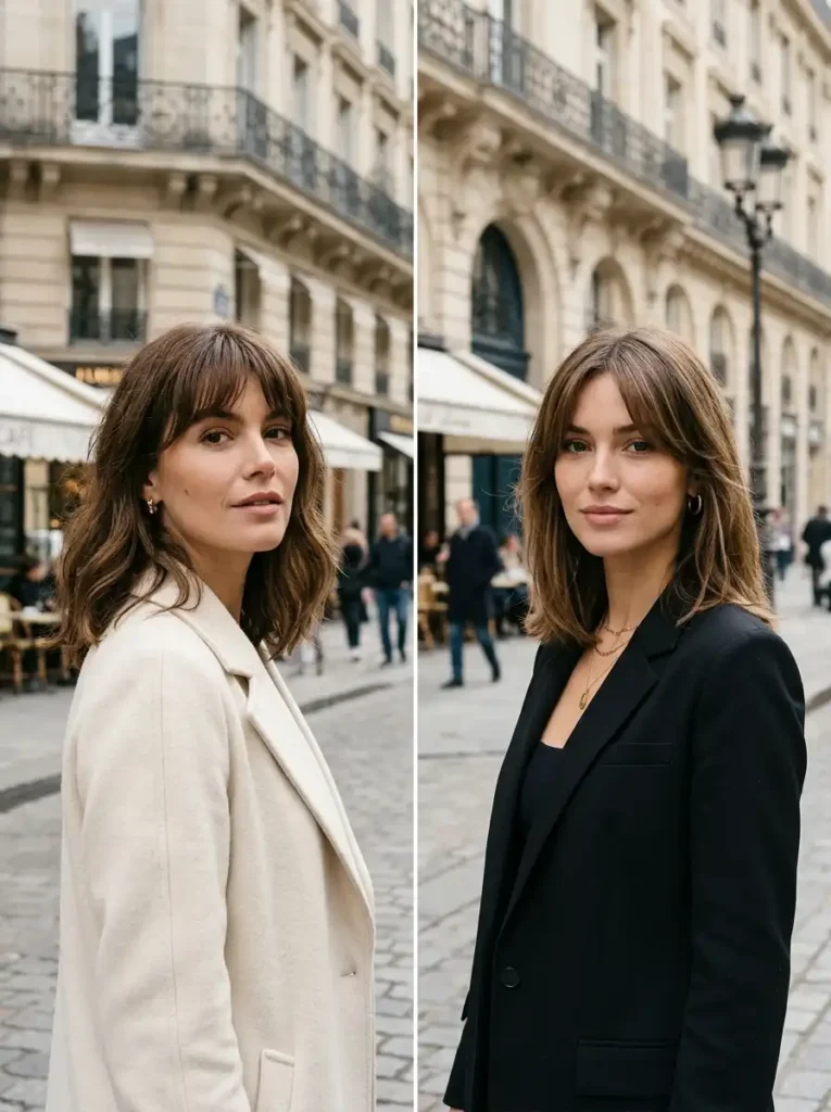 Editorial comparison of birkin bangs and curtain bangs