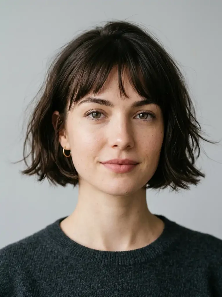 French hair trends bob with soft wispy bangs