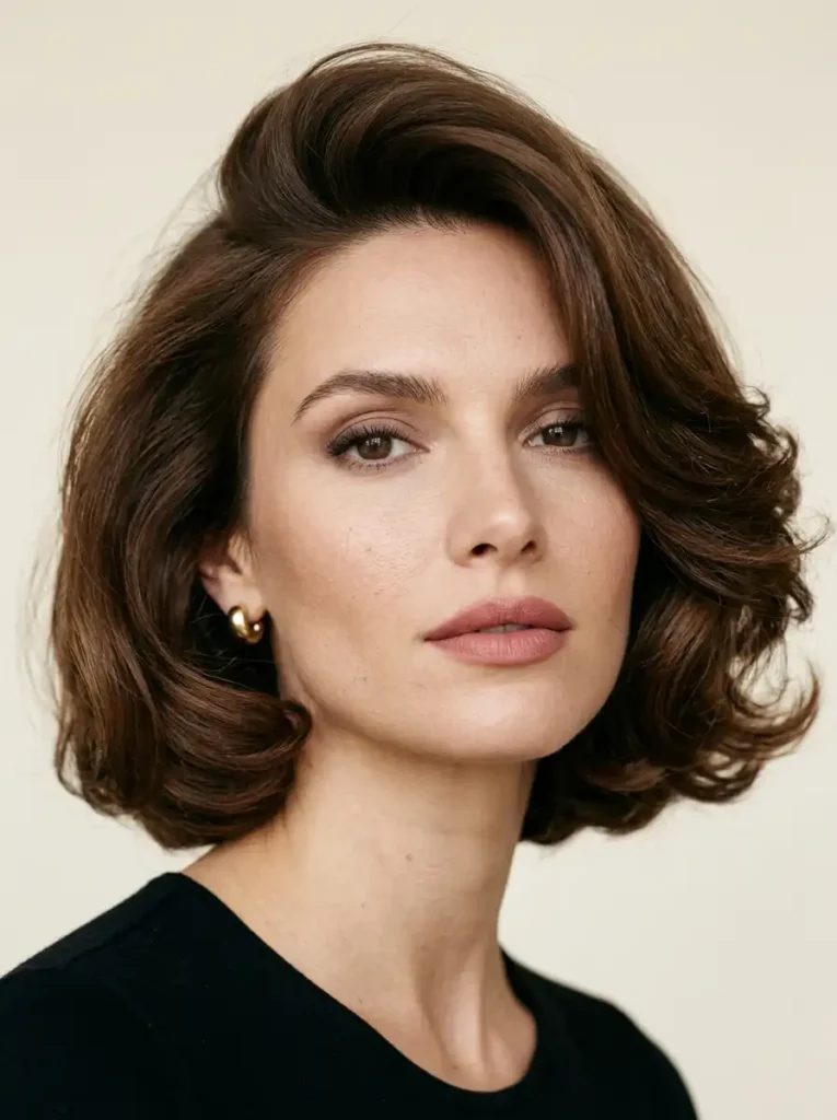 Italian hair trends bob with volume and side part