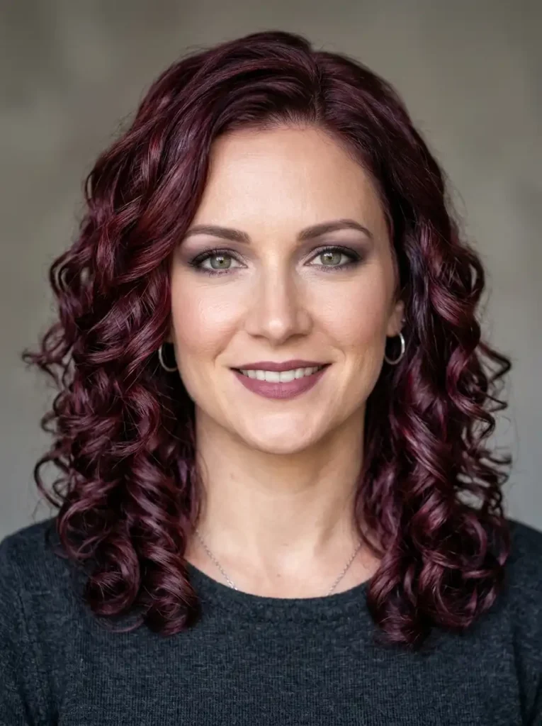 plum red hair color with purple undertones